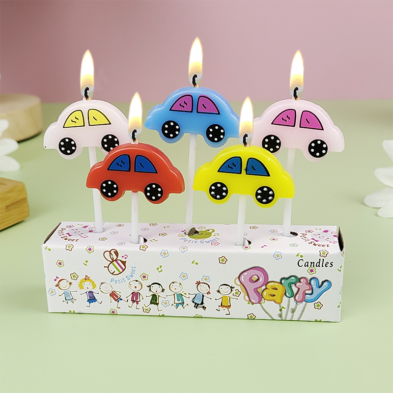 Lighting Mcqueen Birthday Decor - 5'li Araba Mumları Çocuk Doğum Günü