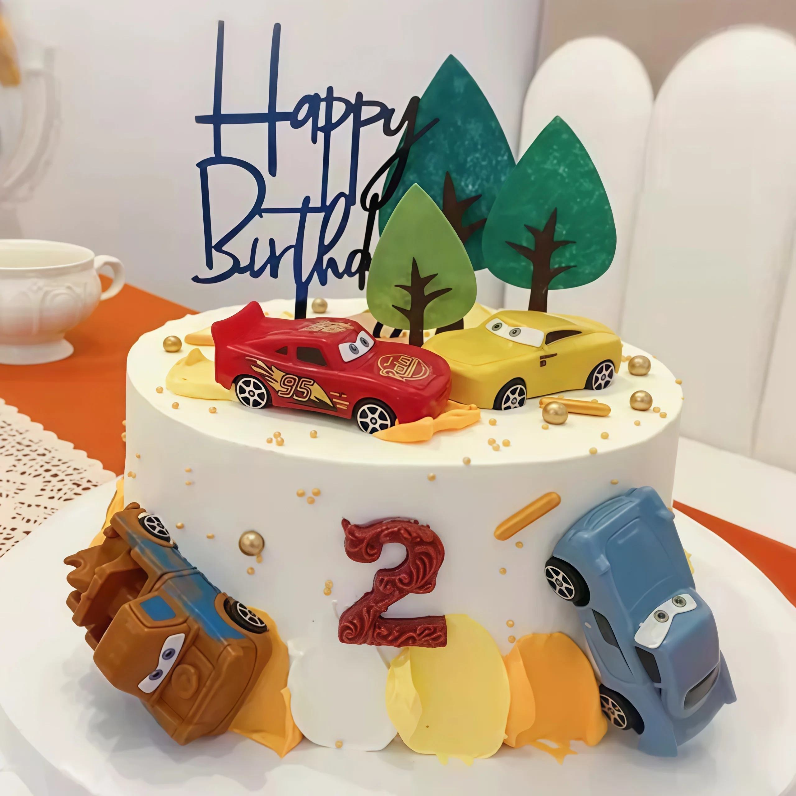 Lighting Mcqueen Birthday Decor - 4 adet Yıldırım Arabalar Mutlu Doğum