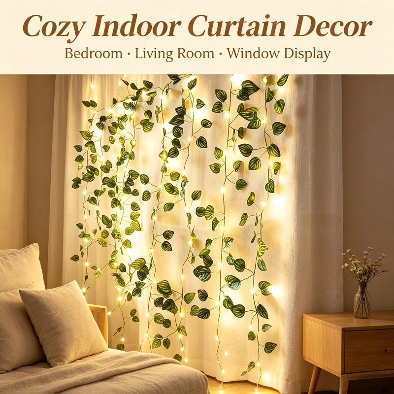 Garden Lighting Decor - 2M Yapay Yaprak LED Işık Zinciri,