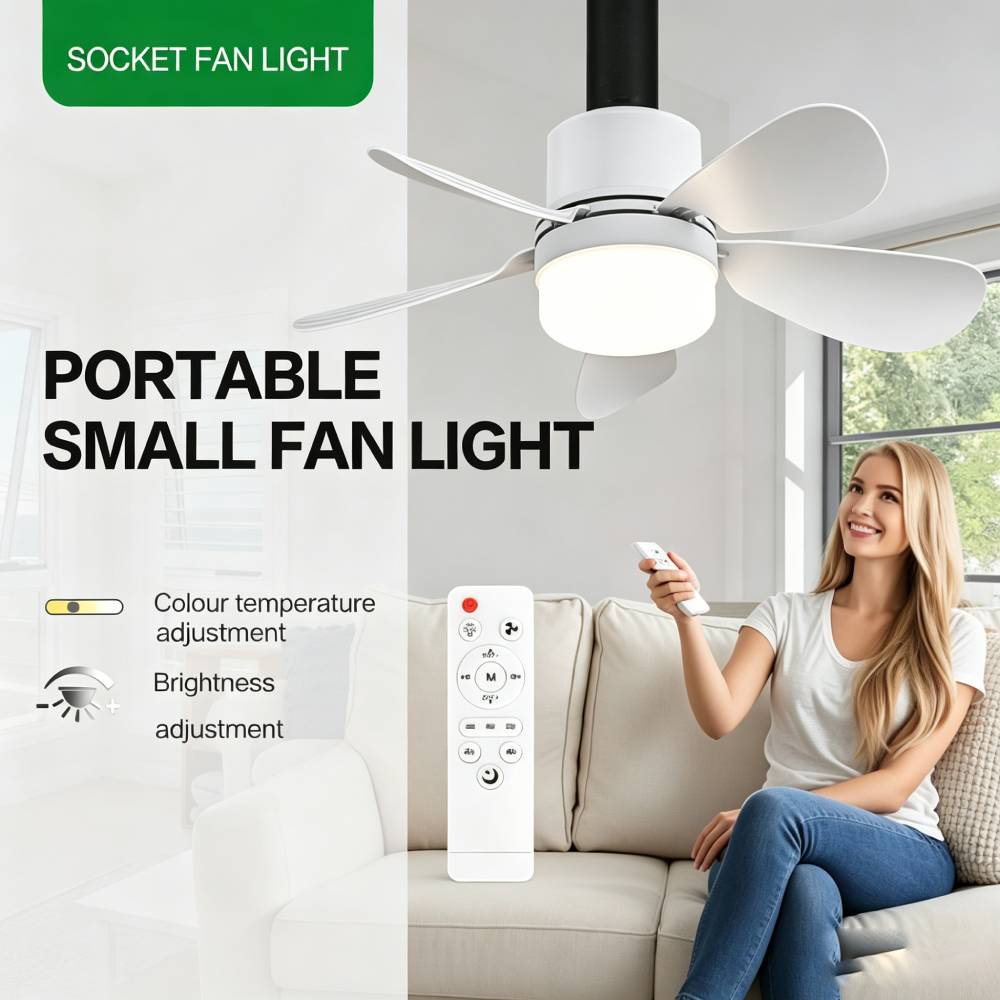 Lighting Decor Home - Uzaktan Kumandalı Soket Fan Lambası, LED'li