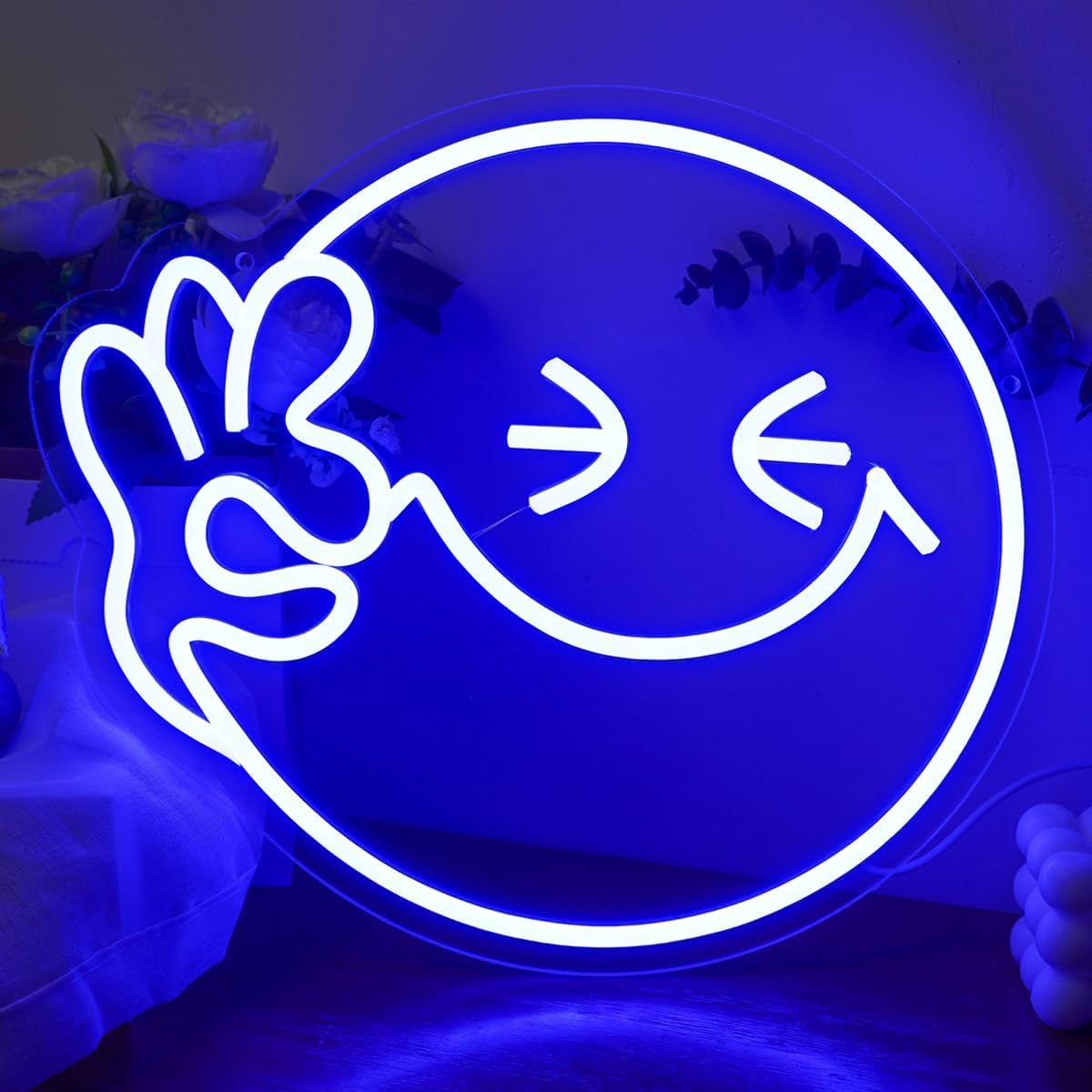 Ok Lighting Decor - Emoji Gülümseme TAMAM Neon Burcu USB