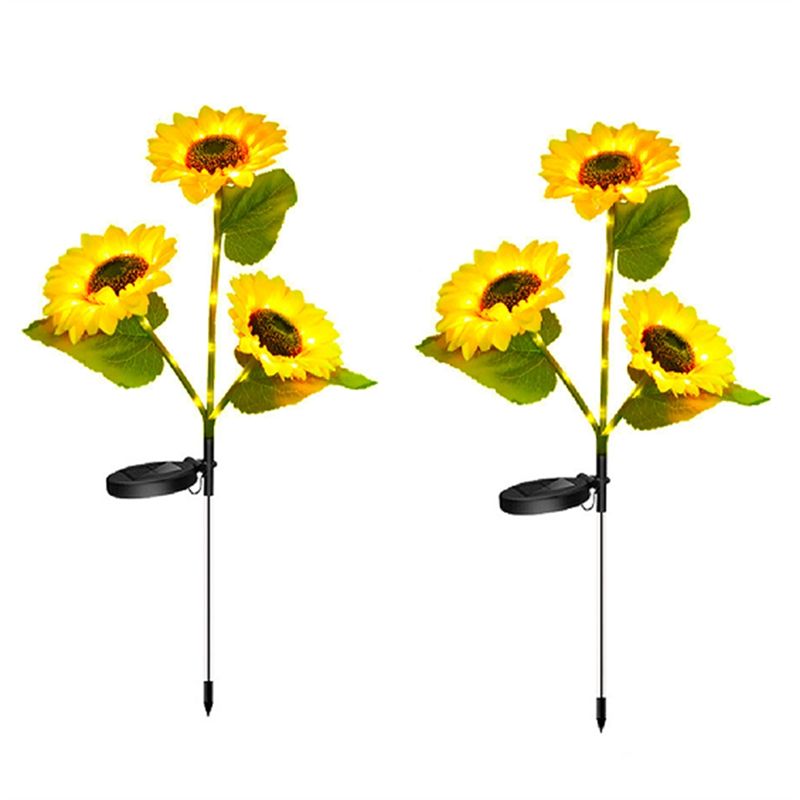 Garden Lighting Decor - Zarif-Güneş Enerjili LED Ayçiçeği Bahçe Lambaları