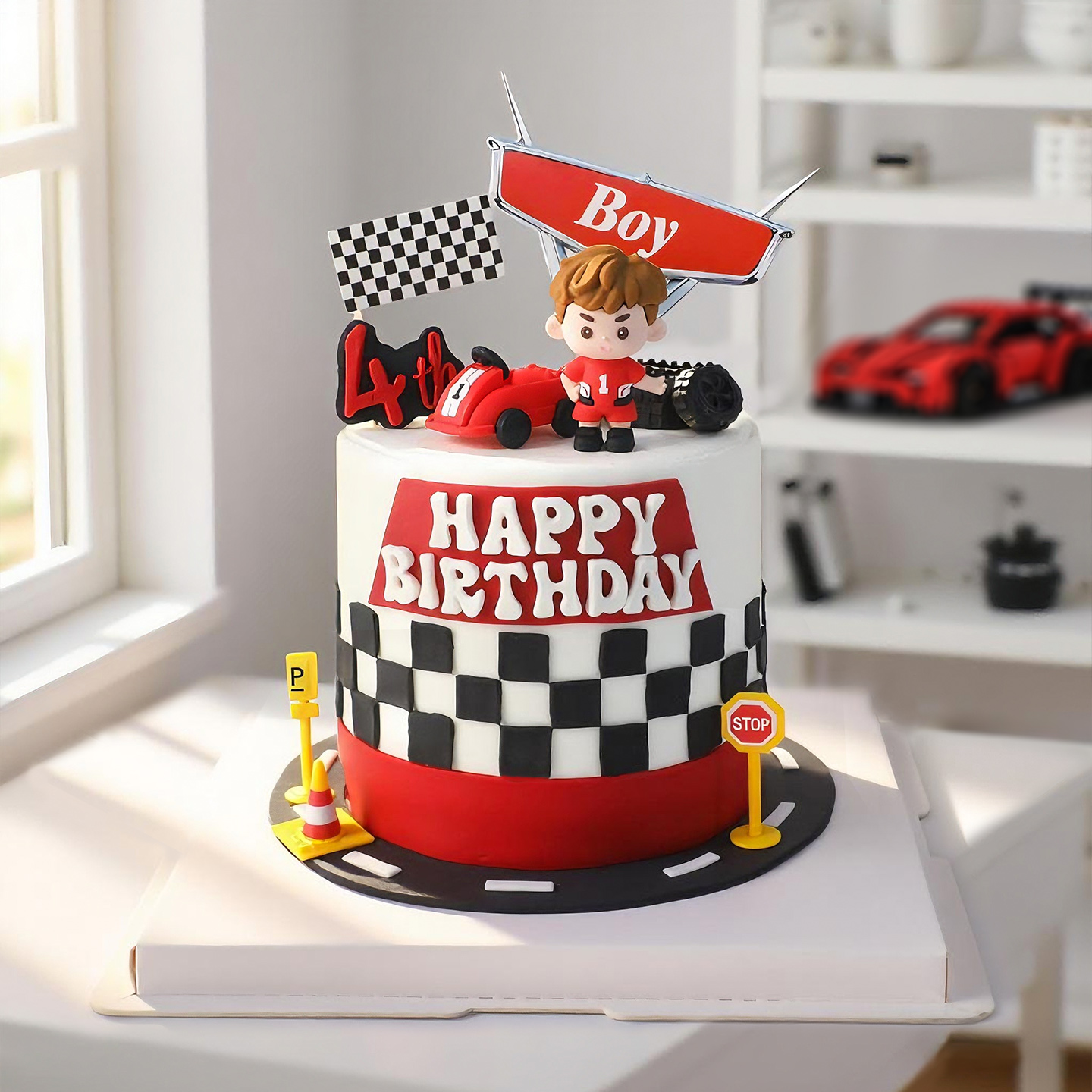 Lighting Mcqueen Birthday Decor - Çizgi Film Çocuk Doğum Günü Pastası