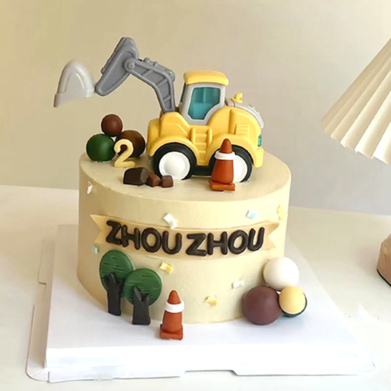 Lighting Mcqueen Birthday Decor - Inşaat Kek Toppers Doğum Günü Pastası