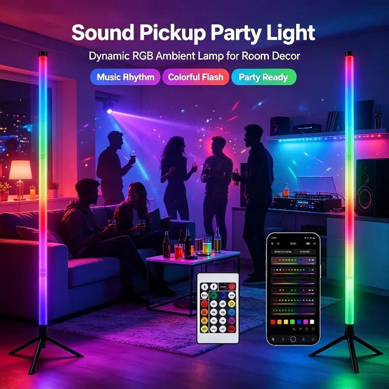 Lighting Decor Home - 2 Adet 120CM RGB Yer Lambası,