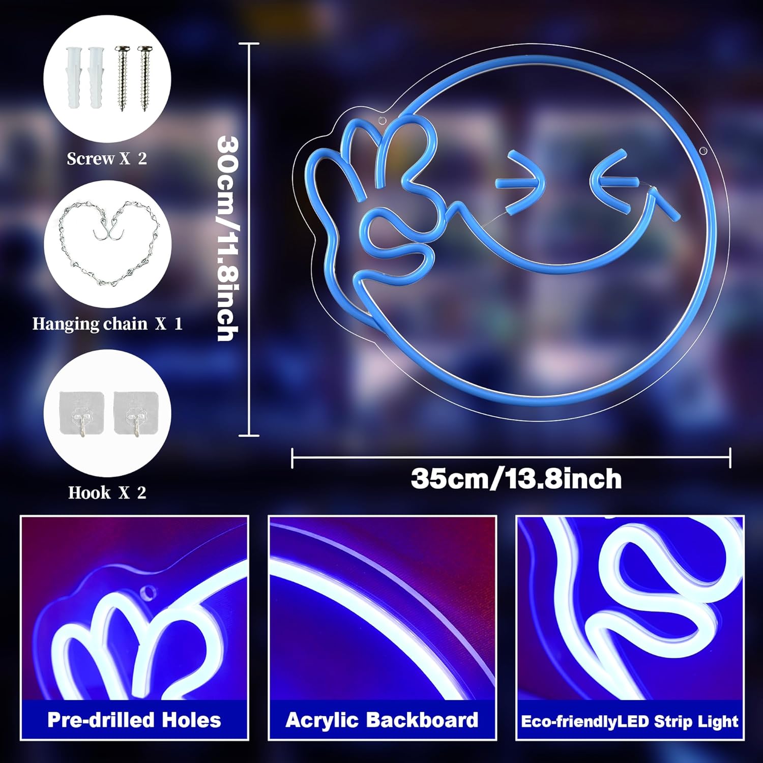Emoji Gülümseme TAMAM Neon Bur - Ok Lighting Decor incelemesi ve fiyatı