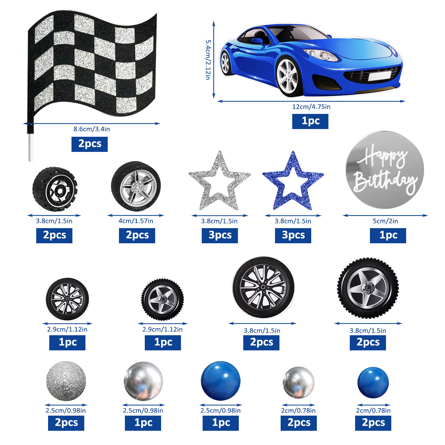 28 adet Mavi Yarış Direksiyonu - Lighting Mcqueen Birthday Decor incelemesi ve fiyatı