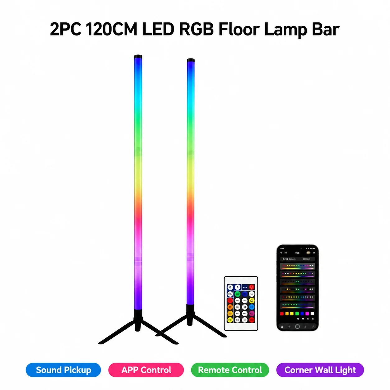 2 Adet 120CM RGB Yer Lambası,  - Lighting Decor Home incelemesi ve fiyatı