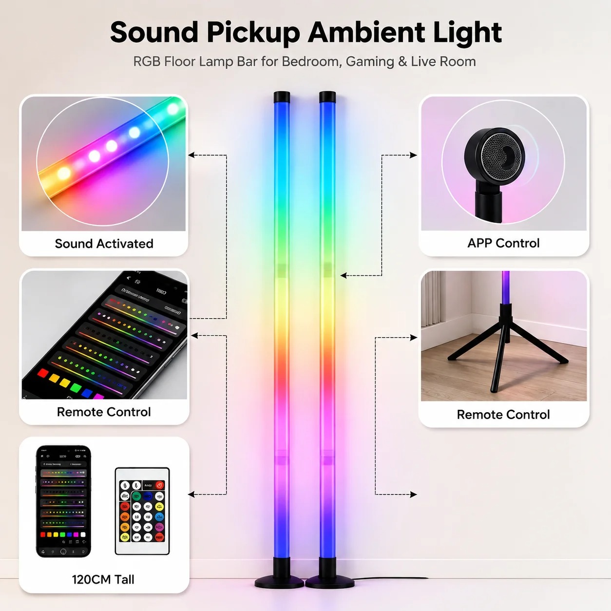 2 Adet 120CM RGB Yer Lambası,  - Lighting Decor Home incelemesi ve fiyatı